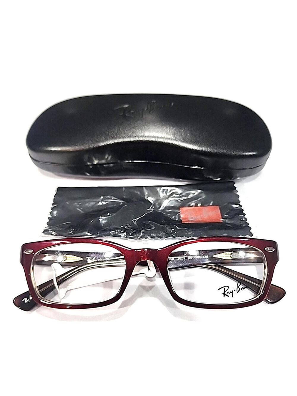 Ray Ban RB5150 2023 Glossy Red Rectangle Eyeglasses Frame 50-19 135 Case Cloth